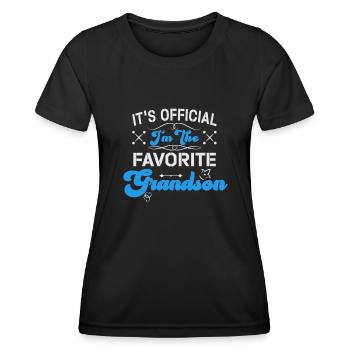 C'est officiel, je suis le petit-fils préféré - T-shirt sport Femme - noir - Devant - AI Model Female 172 light (172cm)