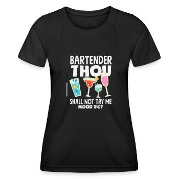 Barman drôle disant cadeau de barman - T-shirt sport Femme - noir - Devant - AI Model Female 172 light (172cm)