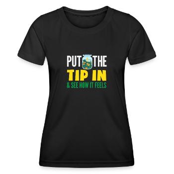Barman drôle disant cadeau de barman - T-shirt sport Femme - noir - Devant - AI Model Female 172 light (172cm)