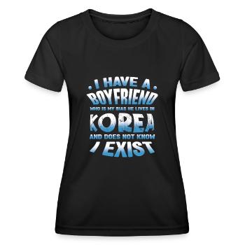 K-Pop : mon copain vit en Corée - T-shirt sport Femme - noir - Devant - AI Model Female 172 light (172cm)