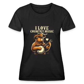 I Love Country Music Cowboy Bear Song Lover - Women's Functional T-Shirt - black - Front - AI Model Female 172 light (172cm)