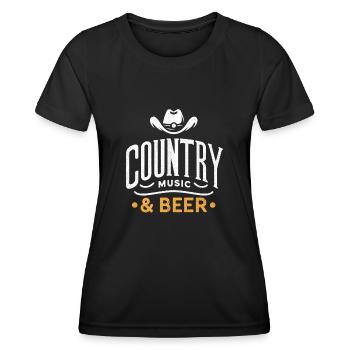 Country Music And Beer Drinking Song Lover Country - Women's Functional T-Shirt - black - Front - AI Model Female 172 light (172cm)