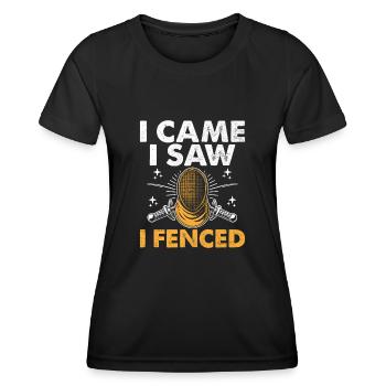 Ich kam Ich sah ich fechtend Schwert Degen Fechter - Frauen Funktions-T-Shirt - Schwarz - Vorne - AI Model Female 172 light (172cm)