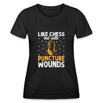Comme un jeu d’échecs, mais avec des blessures par perforation, l’escrime - T-shirt sport Femme - noir - Devant - AI Model Female 172 light (172cm)