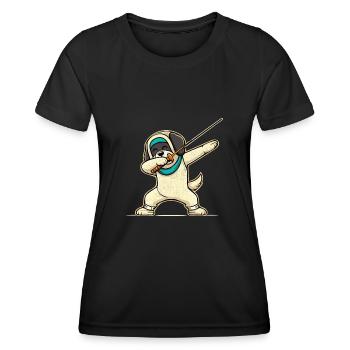 Dubbing Hund Fechter Zaun Schwert Degen Fechten - Frauen Funktions-T-Shirt - Schwarz - Vorne - AI Model Female 172 light (172cm)