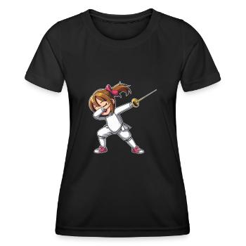Dubbing Girl Fechter Zaun Schwert Degen Fechten - Frauen Funktions-T-Shirt - Schwarz - Vorne - AI Model Female 172 light (172cm)