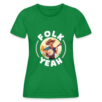 Folk Yeah American Folk Music Banjo Player - Frauen Funktions-T-Shirt - Kelly Green - Vorne - AI Model Female 172 dark (172cm)
