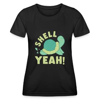 Shell Yeah Sea Turtle Marine Animal Tortoise - Frauen Funktions-T-Shirt - Schwarz - Vorne - AI Model Female 172 light (172cm)