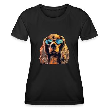 Cocker Spaniel Hundebesitzer, Digitale Kunst Hund - Frauen Funktions-T-Shirt - Schwarz - Vorne - AI Model Female 172 light (172cm)