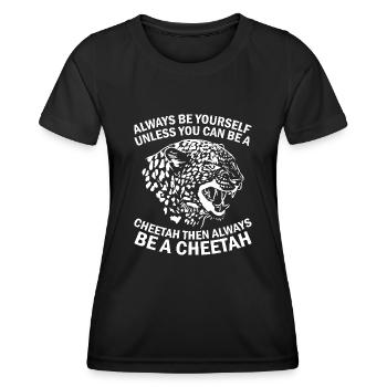 Leopard Portrait Tier - Frauen Funktions-T-Shirt - Schwarz - Vorne - AI Model Female 172 light (172cm)