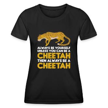 Leopard Portrait Tier - Frauen Funktions-T-Shirt - Schwarz - Vorne - AI Model Female 172 light (172cm)