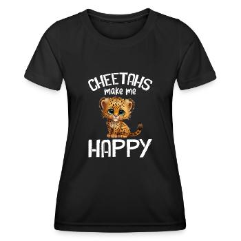 Leopard Portrait Tier - Frauen Funktions-T-Shirt - Schwarz - Vorne - AI Model Female 172 light (172cm)