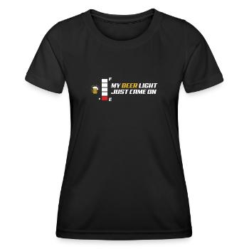 My Beer Light Goes On - Funny Beer Lover - Women's Functional T-Shirt - black - Front - AI Model Female 172 light (172cm)