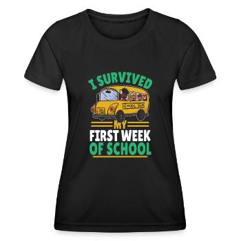Student life, start of school, school survived - Women's Functional T-Shirt - black - Front - AI Model Female 172 light (172cm)