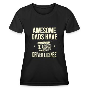 Des papas géniaux ont un permis de conduire à l’école de conduite - T-shirt sport Femme - noir - Devant - AI Model Female 172 light (172cm)