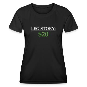 Leg Story : 20 $ Récit humoristique - T-shirt sport Femme - noir - Devant - AI Model Female 172 light (172cm)