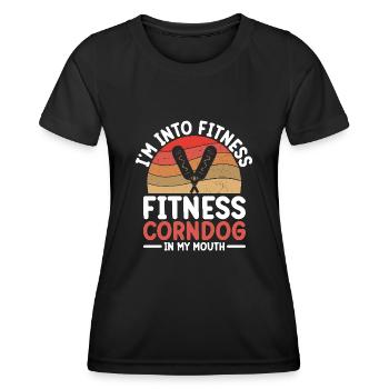 Hot Dog Costume Camping Outfit - Women's Functional T-Shirt - black - Front - AI Model Female 172 light (172cm)