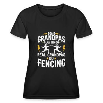 Einige Opas spielen Bingo, echte Opas fechten - Frauen Funktions-T-Shirt - Schwarz - Vorne - AI Model Female 172 light (172cm)
