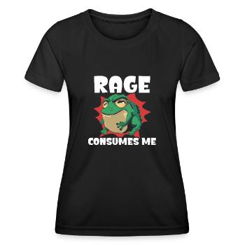 Rage Consumes Me Frog Humor Cartoon - Women's Functional T-Shirt - black - Front - AI Model Female 172 light (172cm)