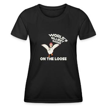 Die dümmste Gans der Welt auf freiem Fuß - Frauen Funktions-T-Shirt - Schwarz - Vorne - AI Model Female 172 light (172cm)