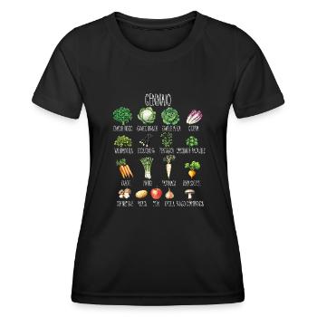 Januar Collage aus saisonalem Obst und Gemüse - Frauen Funktions-T-Shirt - Schwarz - Vorne - AI Model Female 172 light (172cm)