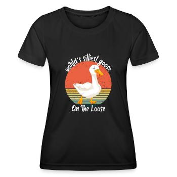 Die dümmste Gans der Welt auf freiem Fuß - Frauen Funktions-T-Shirt - Schwarz - Vorne - AI Model Female 172 light (172cm)