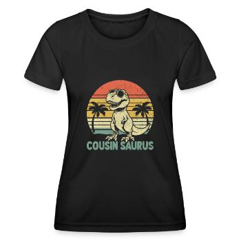 Retro Cousin Saurus Dinosaur Cousins Family - Women's Functional T-Shirt - black - Front - AI Model Female 172 light (172cm)