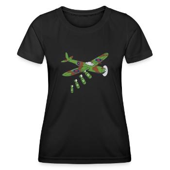 Retro Flugzeug Mit Bombenmotiv Aus Zweitem - Frauen Funktions-T-Shirt - Schwarz - Vorne - AI Model Female 172 light (172cm)