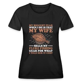 Fischer Fischen Angler Sportangler - Frauen Funktions-T-Shirt - Schwarz - Vorne - AI Model Female 172 light (172cm)