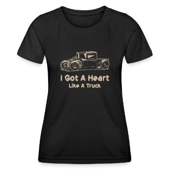 J’ai un cœur comme un camion - T-shirt sport Femme - noir - Devant - AI Model Female 172 light (172cm)