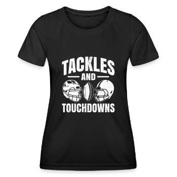 American Football Herren Football Player Kinder - Frauen Funktions-T-Shirt - Schwarz - Vorne - AI Model Female 172 light (172cm)