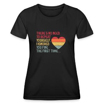 Il n’est pas nécessaire de se répéter - T-shirt sport Femme - noir - Devant - AI Model Female 172 light (172cm)