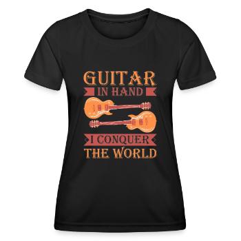 Acoustic Guitar Player Music Band Gitarrist - Frauen Funktions-T-Shirt - Schwarz - Vorne - AI Model Female 172 light (172cm)