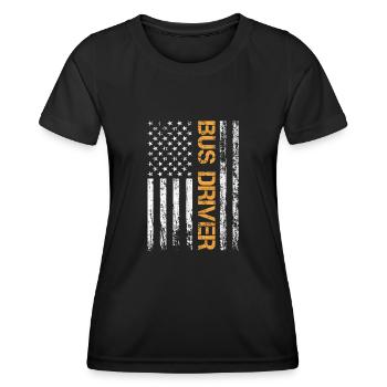 American Flag Bus Driver Patriot School Bus - Women's Functional T-Shirt - black - Front - AI Model Female 172 light (172cm)