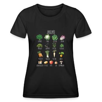 Janvier Collage de fruits et légumes de saison - T-shirt sport Femme - noir - Devant - AI Model Female 172 light (172cm)