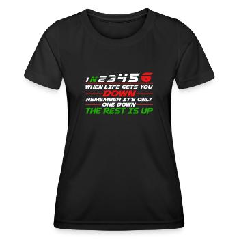Quand la vie vous déprime, rappelez-vous qu’il n’y en a qu’un - T-shirt sport Femme - noir - Devant - AI Model Female 172 light (172cm)