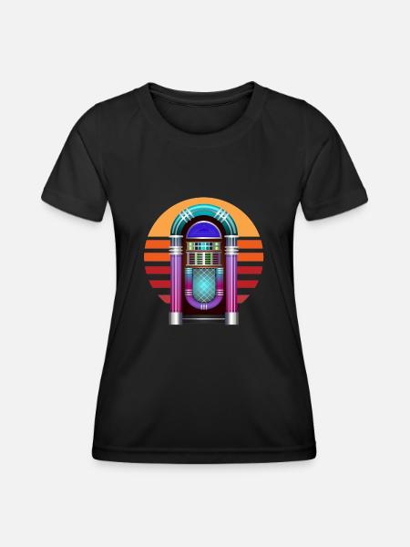 Retro Music Machine Vintage Audio Jukebox - Frauen Funktions-T-Shirt - Schwarz