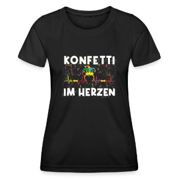Fasching Konfetti Im Herzen - Frauen Funktions-T-Shirt - Schwarz - Vorne - AI Model Female 172 light (172cm)