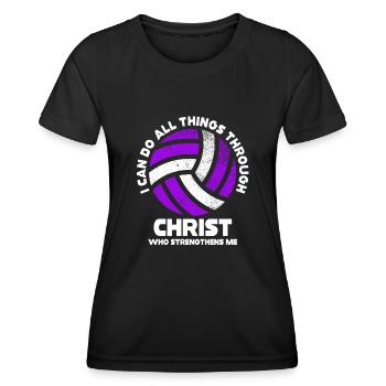 Je peux tout faire grâce au volleyball - T-shirt sport Femme - noir - Devant - AI Model Female 172 light (172cm)