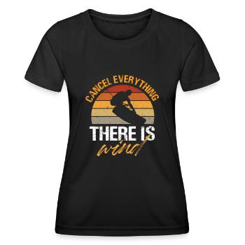 Annuler Tout Il y a du vent Kiteboarding - T-shirt sport Femme - noir - Devant - AI Model Female 172 light (172cm)