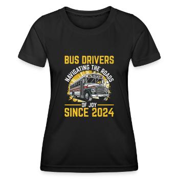 Busfahrer, die seit 2024 auf den Straßen der Freude unterwegs sind - Frauen Funktions-T-Shirt - Schwarz - Vorne - AI Model Female 172 light (172cm)