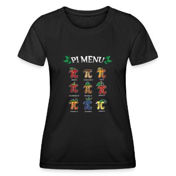Menu Pi : idées de Pi Day fruité - T-shirt sport Femme - noir - Devant - AI Model Female 172 light (172cm)