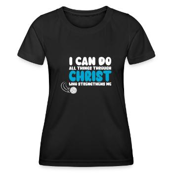 Je peux tout faire grâce au volleyball - T-shirt sport Femme - noir - Devant - AI Model Female 172 light (172cm)