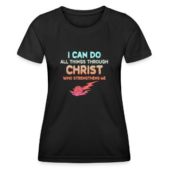 Je peux tout faire grâce au volleyball - T-shirt sport Femme - noir - Devant - AI Model Female 172 light (172cm)