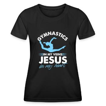 La gymnastique dans mes veines Jésus dans mon cœur chrétien - T-shirt sport Femme - noir - Devant - AI Model Female 172 light (172cm)