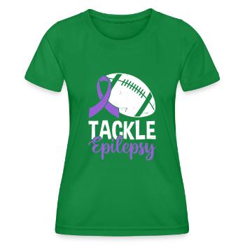 Tackle Epilepsy Volleyball Purple Ribbon Nervous - Women's Functional T-Shirt - kelly green - Front - AI Model Female 172 dark (172cm)