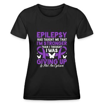Epilepsie hat mich gelehrt Purple Ribbon Epilepsie - Frauen Funktions-T-Shirt - Schwarz - Vorne - AI Model Female 172 light (172cm)