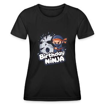 This Little Ninja Is 6 Birthday Shirt - Women's Functional T-Shirt - black - Front - AI Model Female 172 light (172cm)