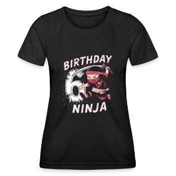 This Little Ninja Is 6 Birthday Shirt - Women's Functional T-Shirt - black - Front - AI Model Female 172 light (172cm)
