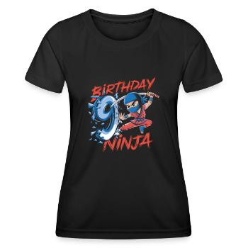 This Little Ninja Is 9 Birthday T-Shirt - Women's Functional T-Shirt - black - Front - AI Model Female 172 light (172cm)